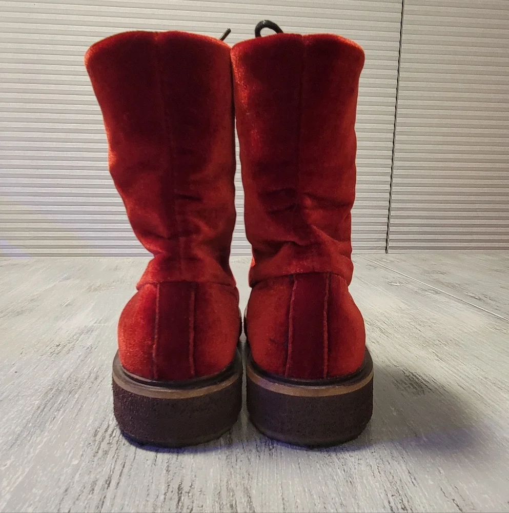 Goldmud Red Velvet Lace-Up Boots *Handmade in Portugal* - Picture 6 of 12